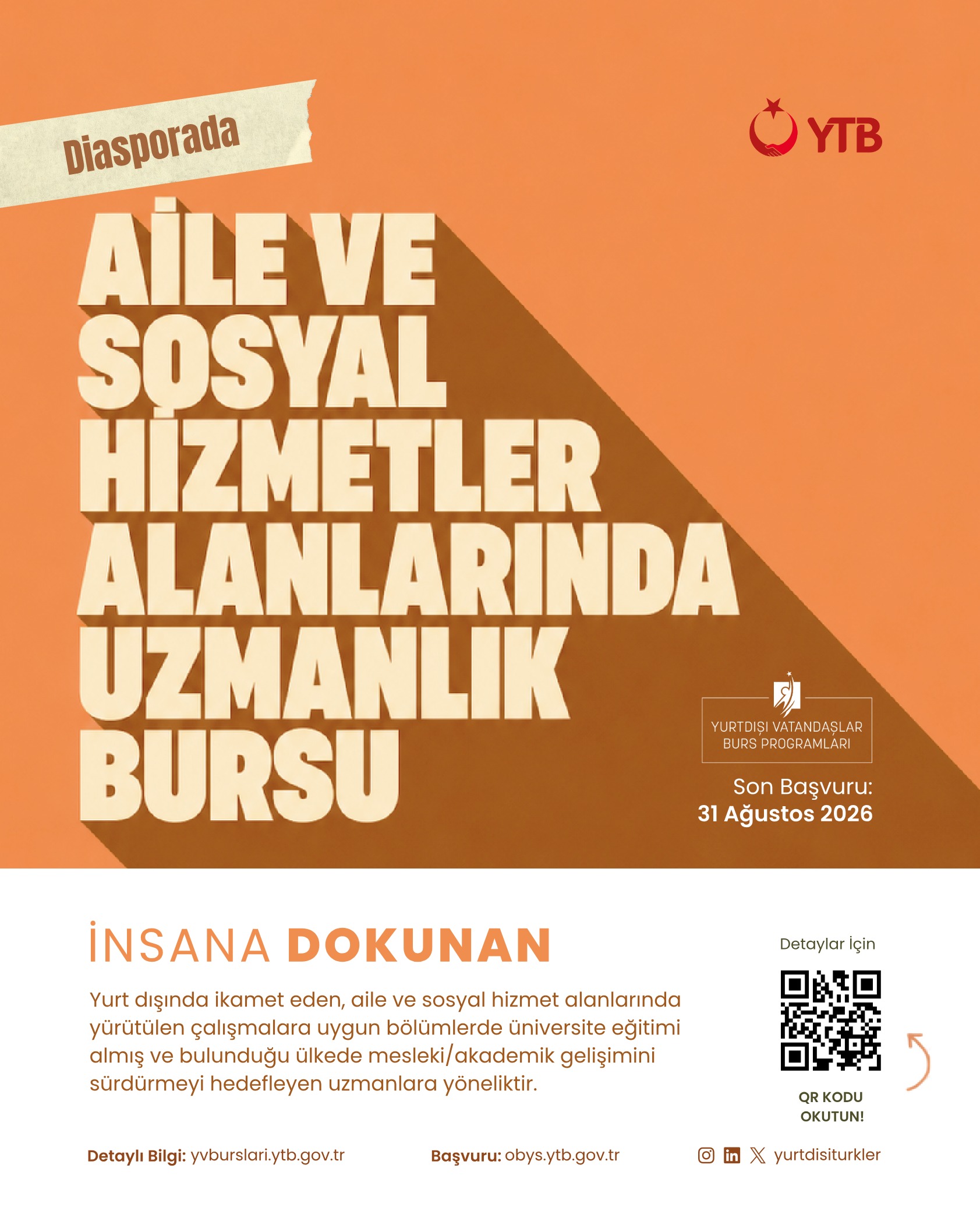 Aile ve Sosyal Hizmetler Alanlarında Uzmanlık Bursu (2026)