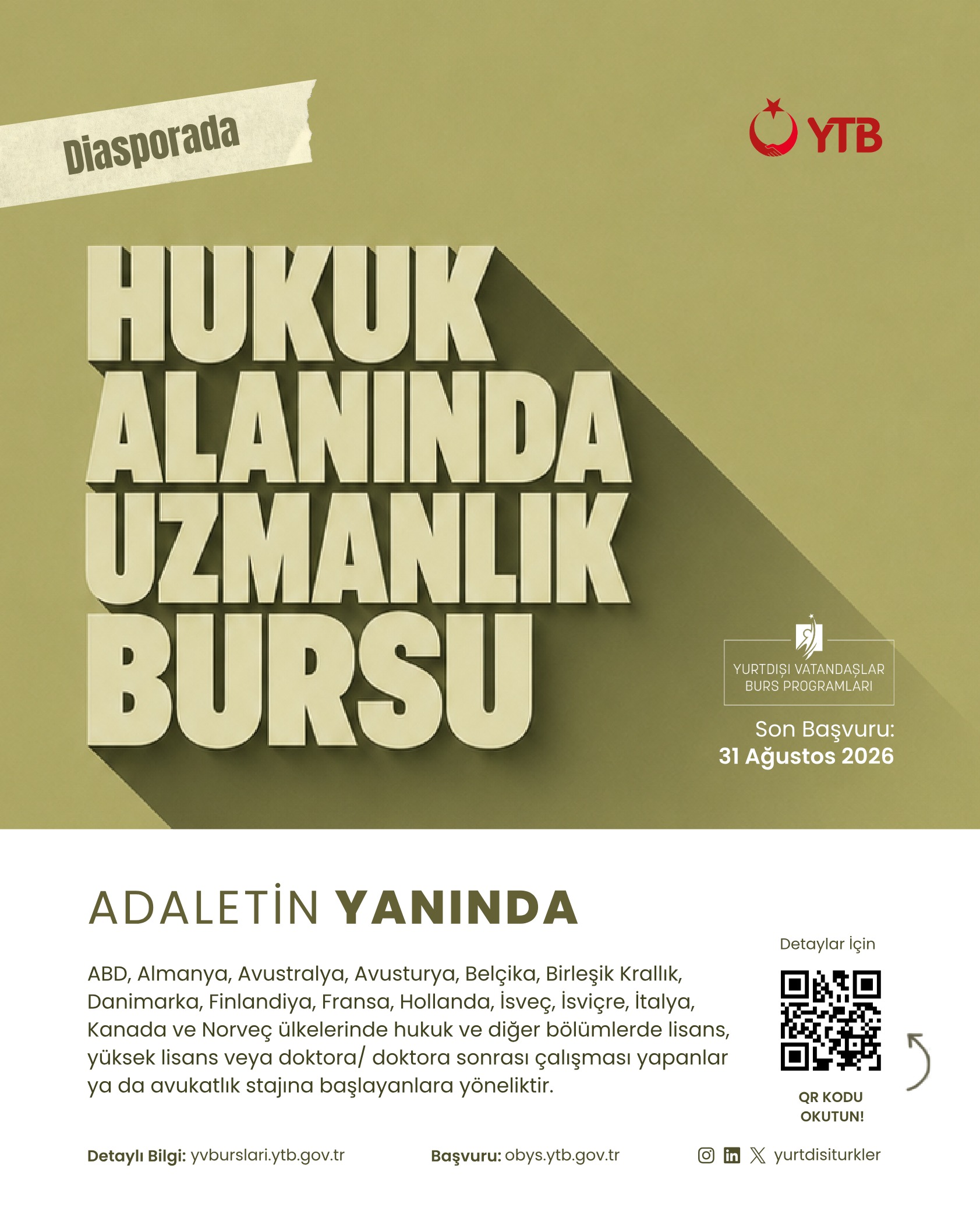 Hukuk Alanında Uzmanlık Bursu (2026)