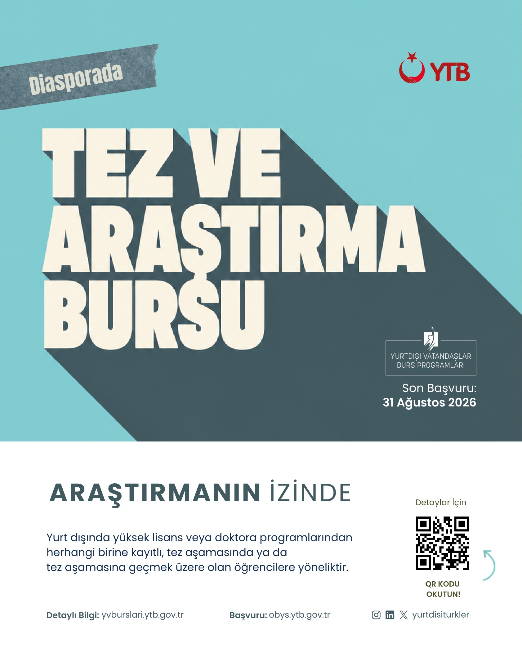 Tez ve Araştırma Bursu (2026)
