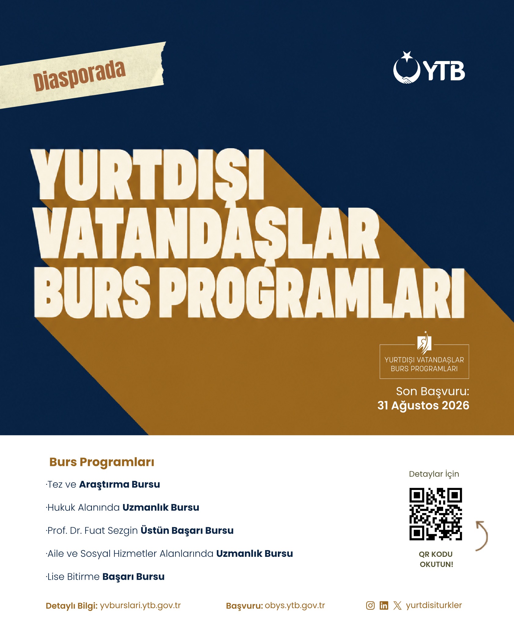 Yurtdışı Vatandaşlar Burs Programları (2026)